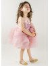 Muave Leaf Embroidery Tulle Flower Girl Dress